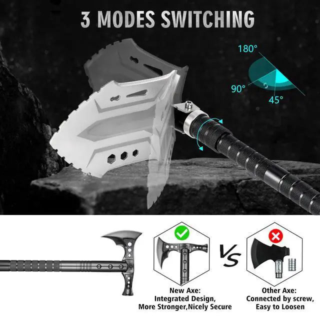 Alt view image 2 of 7 - Camping Shovel Axe Outdoor Survival Shovel Set with High Carbon Steel Camping Gear for Men Outdoor Caming Hiking Backpacking Emergency
