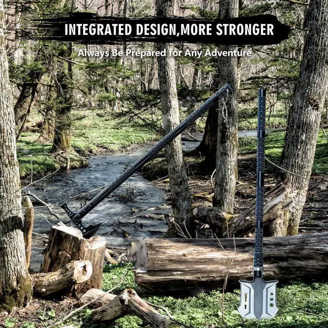 Alt view image 6 of 7 - Camping Shovel Axe Outdoor Survival Shovel Set with High Carbon Steel Camping Gear for Men Outdoor Caming Hiking Backpacking Emergency