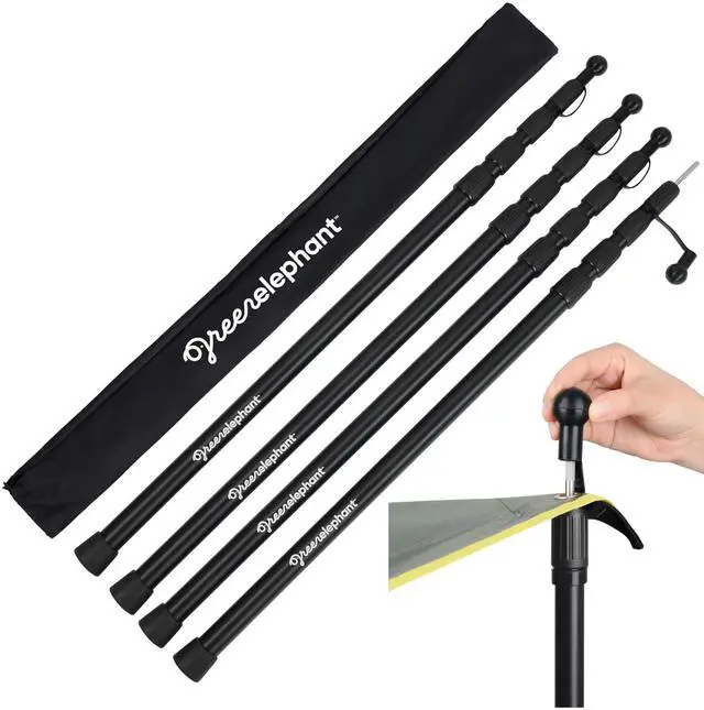 Main image of Green Elephant Camping Tarp Poles - Adjustable Aluminum Telescoping Tent Poles for Tarps, Canopy & Awning - Heavy Duty Collapsible Pole Set of 4 - Extends 8ft, Shrinks to 2ft - Caravan & Beach Shade