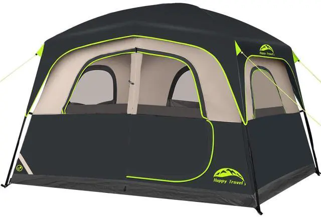 Main image of Happy Travel Tent 6 Person Tents for Camping, Waterproof Easy Setup Camping Tent with Rainfly, Portable Large Family Cabin Tent with 5 Large Mesh Windows and Carry Bag for Outdoor Camping & Hiking