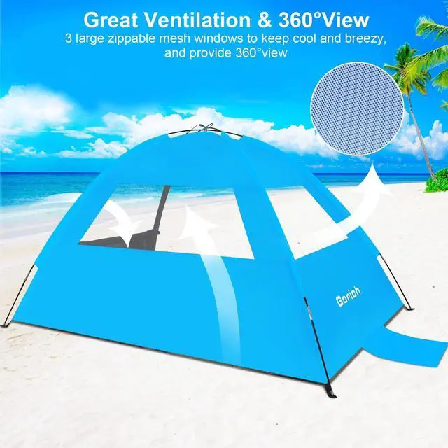 Alt view image 4 of 7 - Gorich Beach Tent Sun Shelter for 3/4/6/8/10 Person with UPF 50 UV Protection, Lightweight & Easy Setup Beach Shade Canopy, Portable Beach Shade Tent Beach Cabana