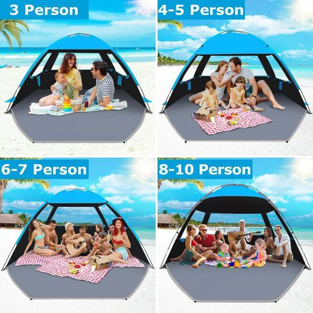 Alt view image 6 of 7 - Gorich Beach Tent Sun Shelter for 3/4/6/8/10 Person with UPF 50 UV Protection, Lightweight & Easy Setup Beach Shade Canopy, Portable Beach Shade Tent Beach Cabana