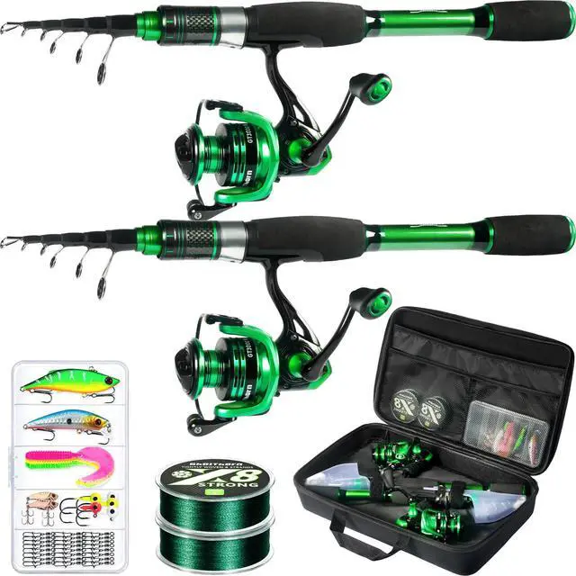 Main image of Ghosthorn Fishing Rod and Reel Combo 2 Pack Graphite Telescoping Fishing Pole Portable Travel Kit with Carrier Bag for Freshwater Saltwater