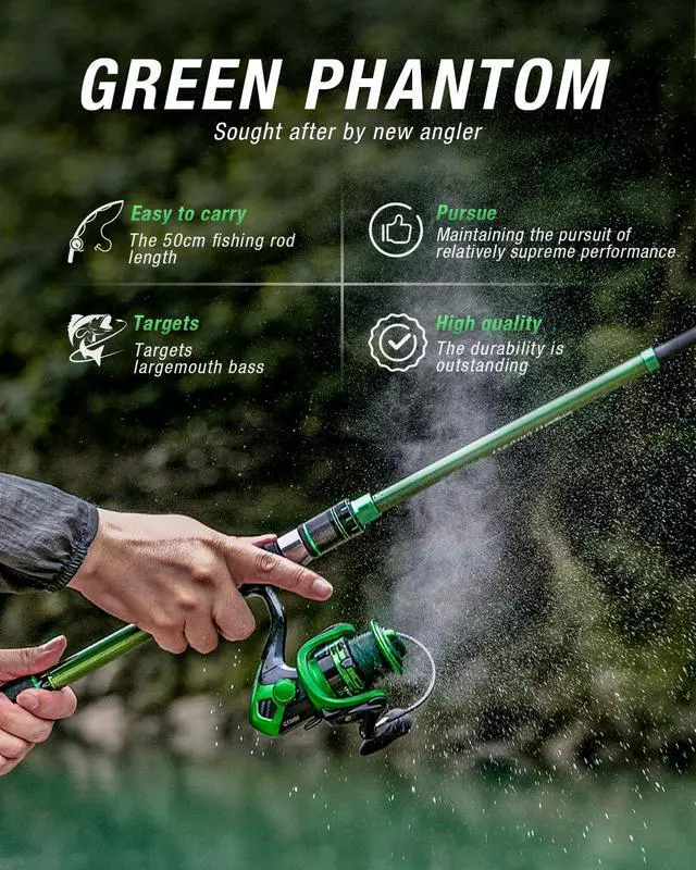Alt view image 6 of 6 - Ghosthorn Fishing Rod and Reel Combo 2 Pack Graphite Telescoping Fishing Pole Portable Travel Kit with Carrier Bag for Freshwater Saltwater