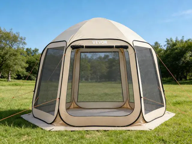 Main image of Pop Up Screen House Tent VEVOR 10 x 9.2 FT Pop-Up Screen Room with Awning, Portable Screen Tent Gazebo for 48 Person, Instant Screen Canopy with Carry Bag for Patio Backyard Camping