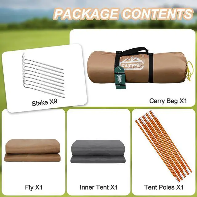 Alt view image 7 of 7 - camppal 1 Person Tent for Camping Hiking Mountain Hunting Backpacking Tents 4 Season Resistance to Windproof Rainproof and Waterproof