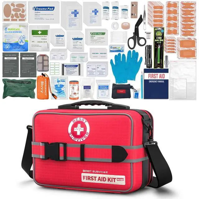 Main image of Besst Survivor 401 Piece First Aid Kit with Chest Seals -Labeled, Expandable & Mountable, Emergency Medical Kit for Home, Car, Camping & Outdoor, Waterproof Trauma Kits with Labeled Compartments