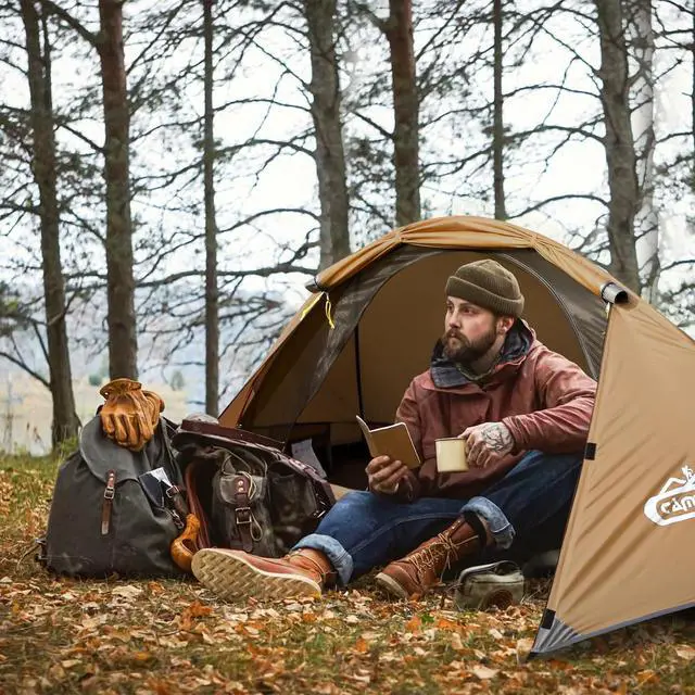 Alt view image 2 of 7 - camppal 1 Person Tent for Camping Hiking Mountain Hunting Backpacking Tents 4 Season Resistance to Windproof Rainproof and Waterproof