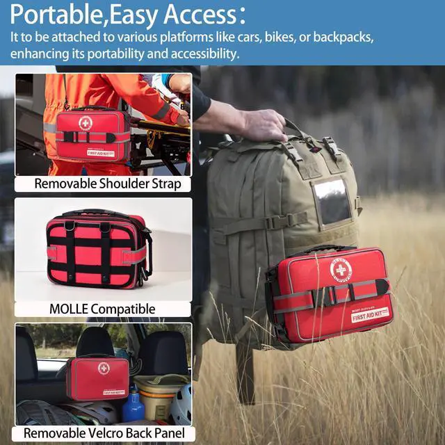 Alt view image 6 of 7 - Besst Survivor 401 Piece First Aid Kit with Chest Seals -Labeled, Expandable & Mountable, Emergency Medical Kit for Home, Car, Camping & Outdoor, Waterproof Trauma Kits with Labeled Compartments