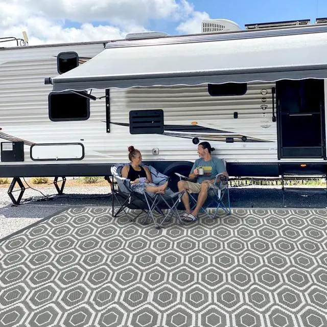 Main image of fifame Outdoor Camping Rugs, 9x18 Outdoor Rug Patios Clearance Plastic Straw Rug Weatherproof Reversible Mats, Large Floor Mat for Outdoors, RV, Patio, Backyard, Deck, Picnic, Beach, Trailer, Camping