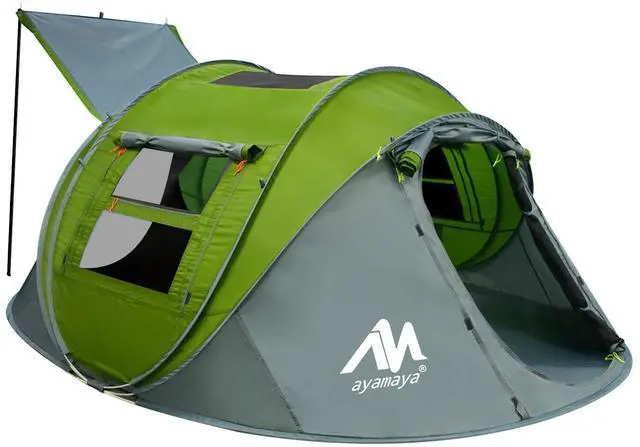 Main image of 4 Person Pop Up Tents for Camping - AYAMAYA Upgraded Large Size & Skylight & Removable Rainfly & 2 Doors & Waterproof Instant Family Tents, Automatic Easy Up Tent with Poles for Camp, Travel, Beach