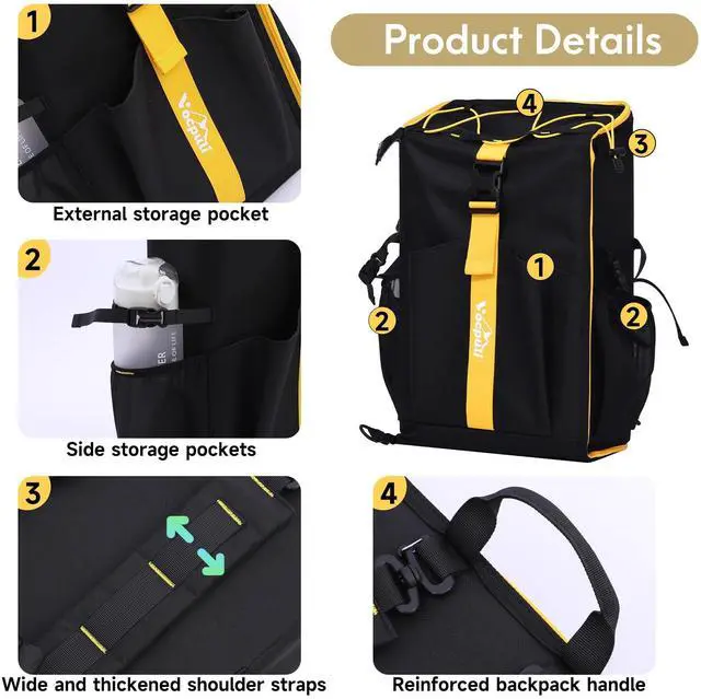 Alt view image 6 of 7 - Vocpuli Camping Backpack - Aviation Aluminum Table Frame + 2 Folding Camping Chairs,+ Convertible Backpack Tabletop, Quick Setup&Portable,Camping Gear,Gifts for Camping, Picnic, Beach (Black)