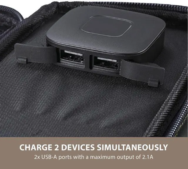 Alt view image 4 of 7 - ELECOM NESTOUT Portable Solar Panel, Dual USB-A Ports, 28W Power Generation Charger for Phone Camping, Durable Water-Resistant Ripstop Nylon, Foldable Lightweight, Adjustable Stands (2-Panel)