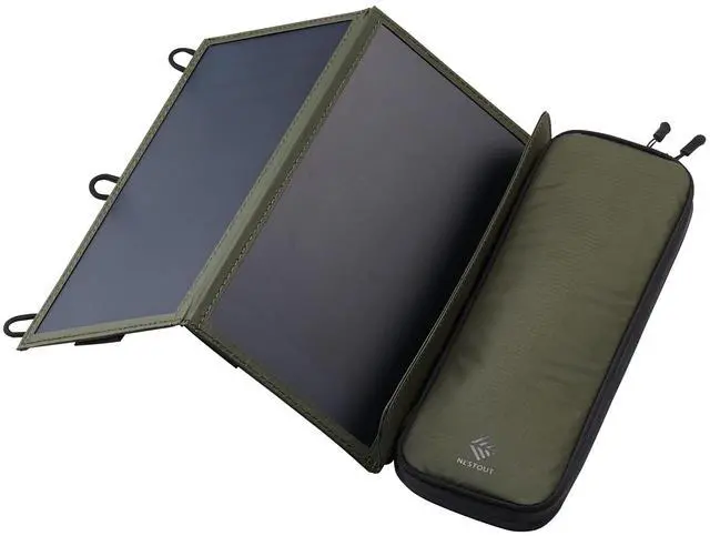 Main image of ELECOM NESTOUT Portable Solar Panel, Dual USB-A Ports, 28W Power Generation Charger for Phone Camping, Durable Water-Resistant Ripstop Nylon, Foldable Lightweight, Adjustable Stands (2-Panel)
