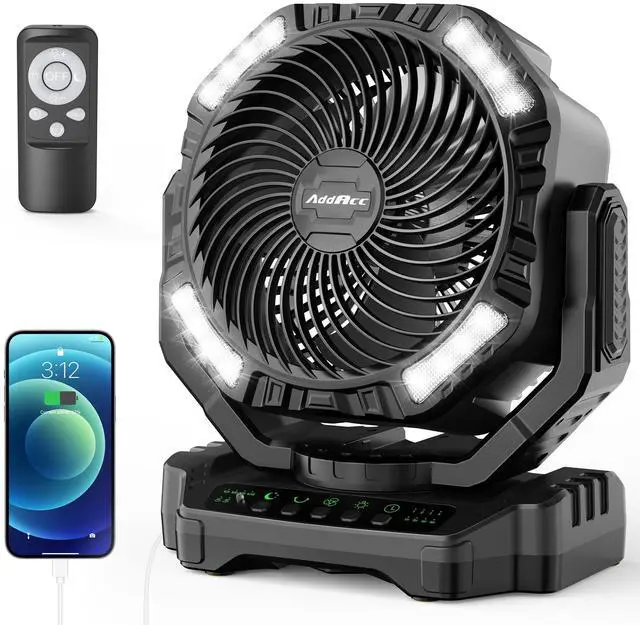Main image of 40000mAh Battery Operated Camping Fan, Rechargeable Fan High Velocity, Portable Fan With Remote & Timer - Battery Powered Fan for Car Travel RV Camping Gear Hurricane Emergency Power Outage Essentials