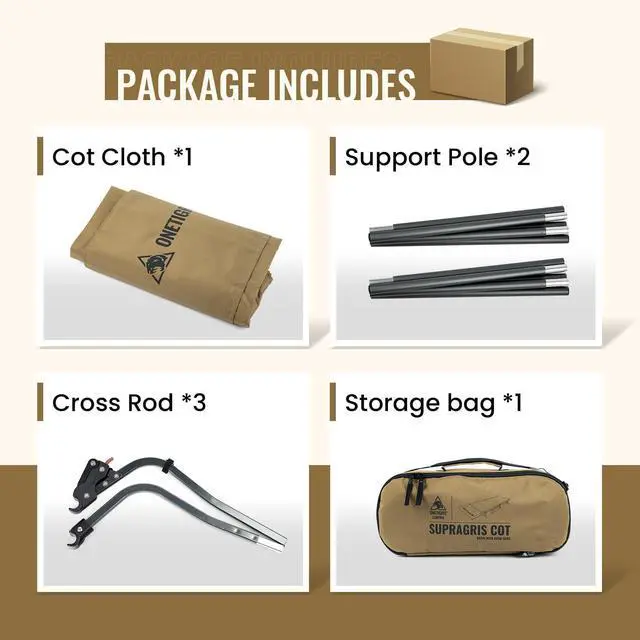 Alt view image 6 of 7 - ONETIGRIS SUPRAGRIS Camping Cot, Support Up to 400lbs, Lightweight Comfortable Folding Bed for Camping, Hiking, Backpacking, Travel, Car Trips, Office Nap