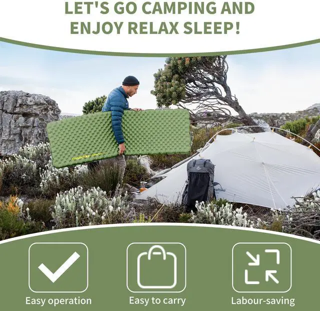 Alt view image 2 of 7 - Naturehike 27oz Ultralight Sleeping Pad, Insulated Inflatable Sleeping Pad 4.6R, Lightweight Sleeping Mat for Camping, Hiking, Backpacking, with Air Pump Sack
