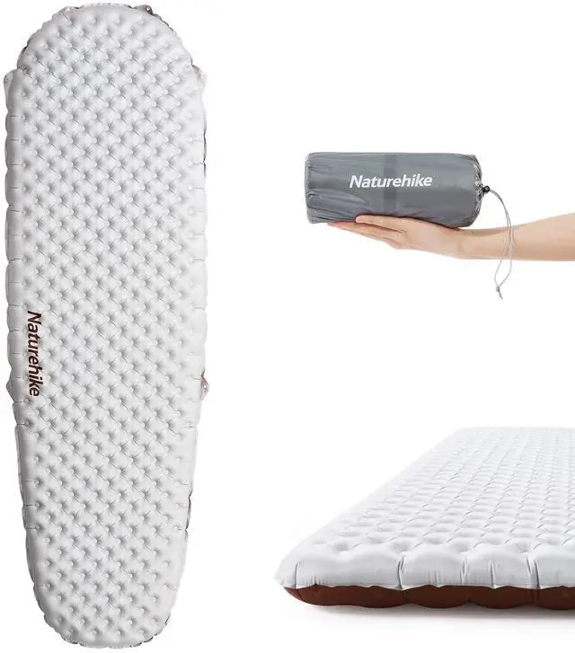 Main image of Naturehike Ultralight Insulated Sleeping Pad with R5.8, 3.2in Thickened Patchworkable Inflatable Double Sleeping Mat for Camping, Hiking, Climbing with Inflatable Bag (Silver-Mummy)