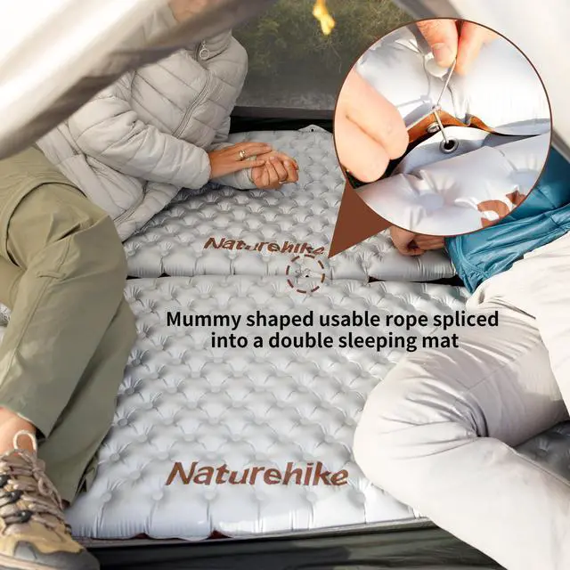 Alt view image 5 of 7 - Naturehike Ultralight Insulated Sleeping Pad with R5.8, 3.2in Thickened Patchworkable Inflatable Double Sleeping Mat for Camping, Hiking, Climbing with Inflatable Bag (Silver-Mummy)