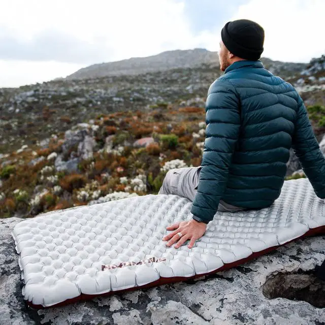Alt view image 7 of 7 - Naturehike Ultralight Insulated Sleeping Pad with R5.8, 3.2in Thickened Patchworkable Inflatable Double Sleeping Mat for Camping, Hiking, Climbing with Inflatable Bag (Silver-Mummy)