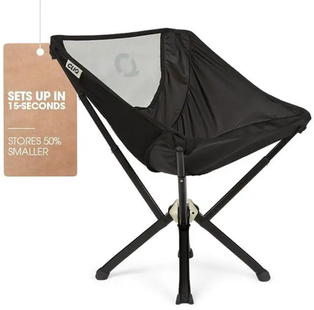 Main image of CLIQ ClassiQ Camping Chair - Lightweight Portable Lawn Chair, Compact Folding Chair for Outdoors, Reinforced 400 lb Capacity, Quick-Setup Travel Chair for Camping, Beach & Hiking (Black)