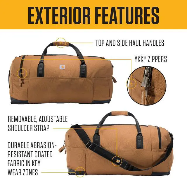 Alt view image 2 of 6 - Carhartt Classic Duffels, Heavy-Duty Bag for Jobsite, Gym, & Travel, 120L, Carhartt Brown