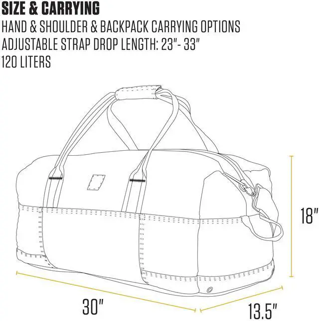 Alt view image 5 of 6 - Carhartt Classic Duffels, Heavy-Duty Bag for Jobsite, Gym, & Travel, 120L, Carhartt Brown