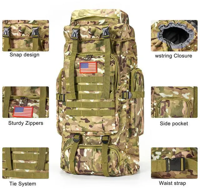 Alt view image 2 of 7 - Skywod,Survival Gear Professional Kit and Large Camping Backpack,First Aid Kit for Adventure Outdoor Hiking Accessories (Outdoor camo)