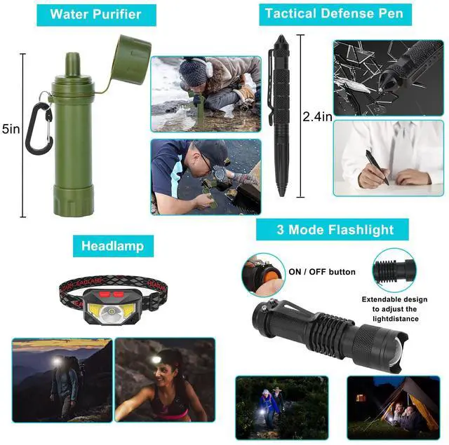 Alt view image 4 of 7 - Skywod,Survival Gear Professional Kit and Large Camping Backpack,First Aid Kit for Adventure Outdoor Hiking Accessories (Outdoor camo)