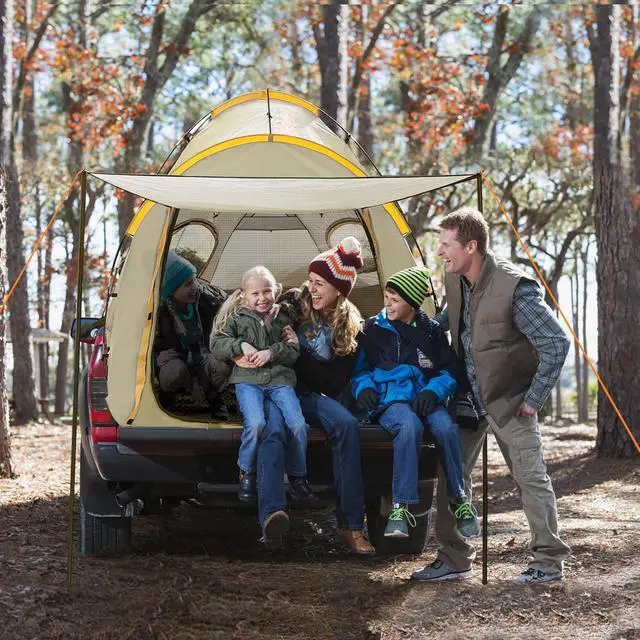 Alt view image 7 of 7 - Pickup Truck Tent with Awning Shade,Waterproof PU5000mm Oxford for 5-5.2 FT Truck Bed for Camping Travel Outdoor Activities for Chevy Colorado,Jepp Gladiator,Ford Ranger,GMC Canyon,Frontierm,Tacoma