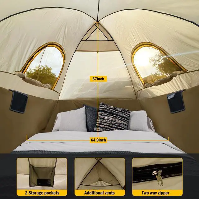 Alt view image 3 of 7 - Pickup Truck Tent with Awning Shade,Waterproof PU5000mm Oxford for 5-5.2 FT Truck Bed for Camping Travel Outdoor Activities for Chevy Colorado,Jepp Gladiator,Ford Ranger,GMC Canyon,Frontierm,Tacoma