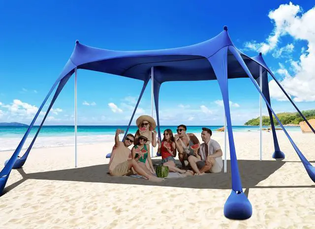 Main image of Osoeri Beach Tent, Camping Sun Shelter UPF50+ with 8 Sandbags, Sand Shovels, Ground Pegs & Stability Poles, Outdoor Shade Beach Canopy for Camping Trips, Fishing, Backyard Fun or Picnics