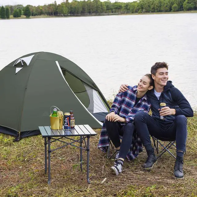 Alt view image 2 of 7 - BISINNA 2 Person Camping Tent Lightweight Nylon Backpacking Tent Waterproof Windproof Two Doors Easy Setup Free Standing Double Layer Ultralight Tent for Camping Outdoor Hunting Hiking Mountaineering