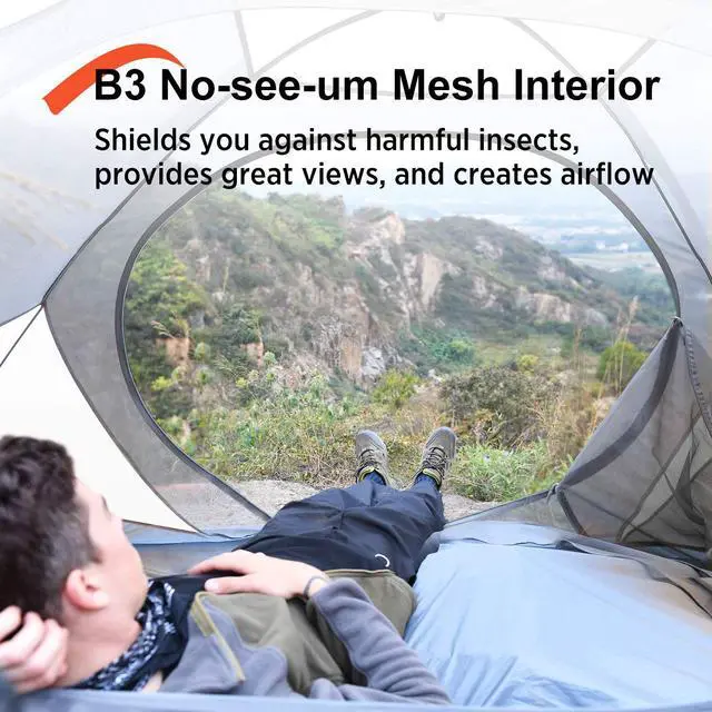 Alt view image 4 of 7 - BISINNA 2 Person Camping Tent Lightweight Nylon Backpacking Tent Waterproof Windproof Two Doors Easy Setup Free Standing Double Layer Ultralight Tent for Camping Outdoor Hunting Hiking Mountaineering