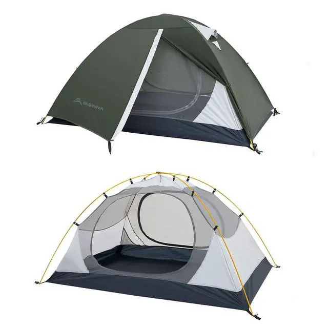 Alt view image 7 of 7 - BISINNA 2 Person Camping Tent Lightweight Nylon Backpacking Tent Waterproof Windproof Two Doors Easy Setup Free Standing Double Layer Ultralight Tent for Camping Outdoor Hunting Hiking Mountaineering