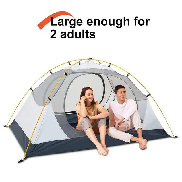 Alt view image 5 of 7 - BISINNA 2 Person Camping Tent Lightweight Nylon Backpacking Tent Waterproof Windproof Two Doors Easy Setup Free Standing Double Layer Ultralight Tent for Camping Outdoor Hunting Hiking Mountaineering