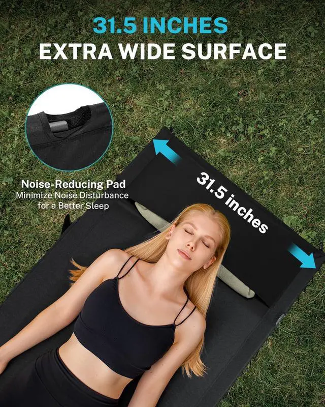 Alt view image 5 of 7 - Gonex 31.5" Extra Wide Camping Cot Supports 400lbs, Portable Ultralight Folding Cot Bed for Adults Travel, Beach, Home, Sleeping