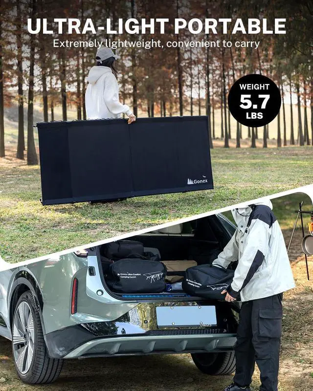 Alt view image 6 of 7 - Gonex 31.5" Extra Wide Camping Cot Supports 400lbs, Portable Ultralight Folding Cot Bed for Adults Travel, Beach, Home, Sleeping