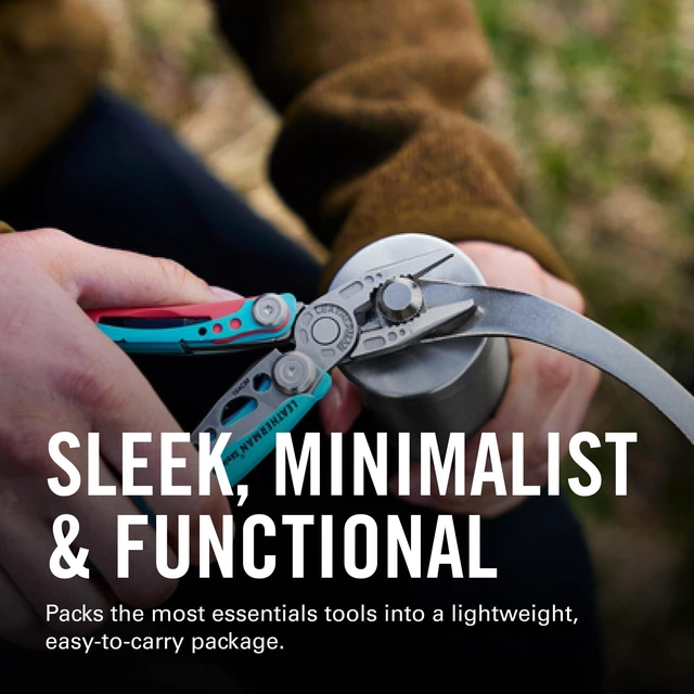 Alt view image 2 of 7 - Skeletool CX 7-in-1 Multi-Tool, Lightweight EDC, Paradise Blue Open-Frame Carbon Fiber Handles, Carabiner Clip, Needlenose Pliers & Combo Knife for EDC & Camping Use