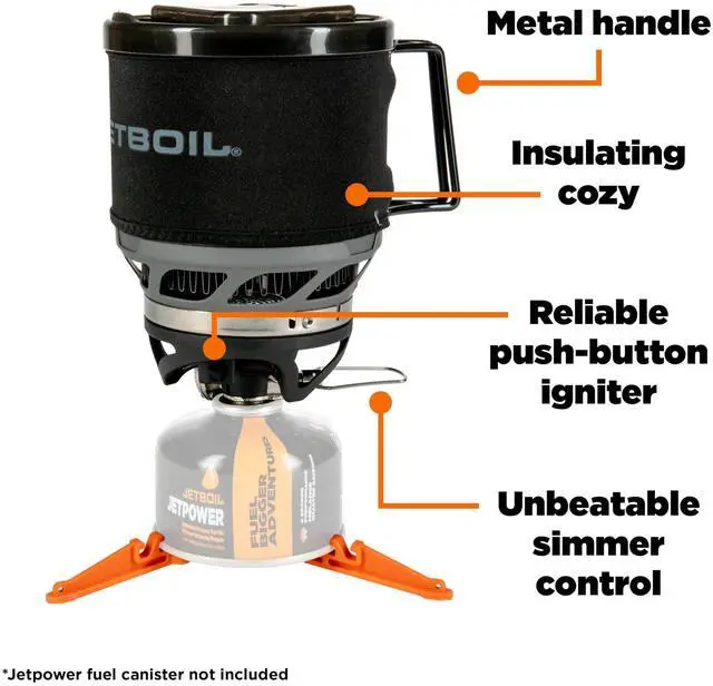 Alt view image 5 of 7 - Jetboil MiniMo Camping and Backpacking Stove Cooking System with Adjustable Heat Control (Carbon)