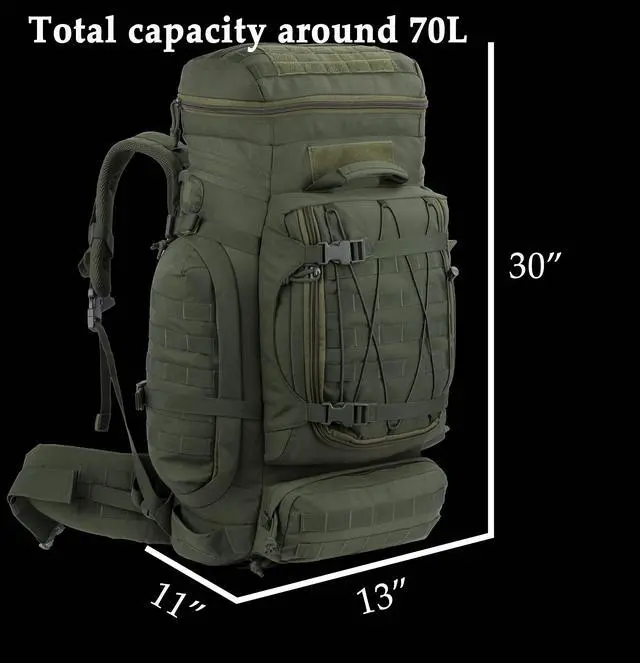 Alt view image 2 of 4 - XMILPAX Large Internal Frame Backpack Tactical MOLLE Pack for Camping Backpacking Hunting Bushcraft Adventure 70L