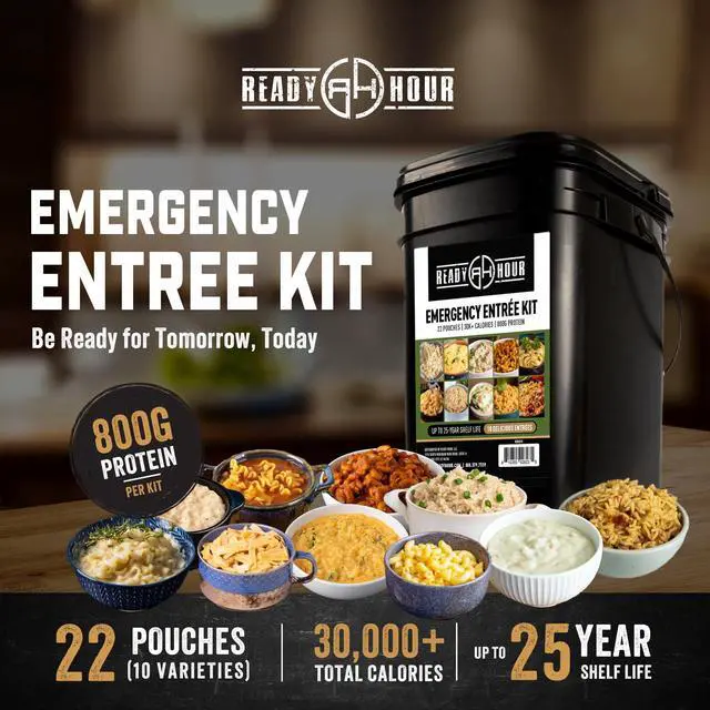 Alt view image 2 of 7 - Ready Hour 120 Serving Entree Bucket-Freeze Dried Emergency Food Supply-Survival Meals with Long Shelf Life-Prepper Essentials for Disaster, Camping, Hiking, or Outdoor Use
