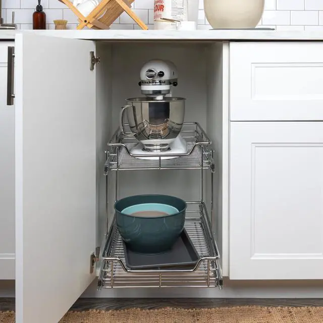 Alt view image 2 of 7 - Household Essentials Chrome-Plated Steel Dual-Tier Slide-Out Organizer