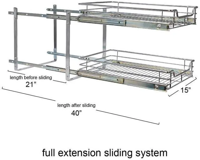 Alt view image 5 of 7 - Household Essentials Chrome-Plated Steel Dual-Tier Slide-Out Organizer