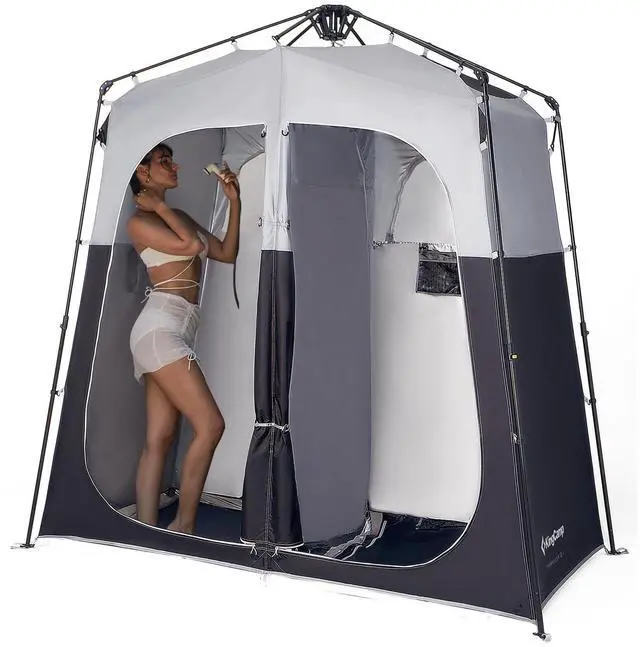 Main image of KingCamp Instant Shower Tent, Portable Superior Stable Privacy Shelter, 2 Large Rooms Outdoor Toilet Tent with Floor for Beach, Camping & Hiking, Setup in Under 60s