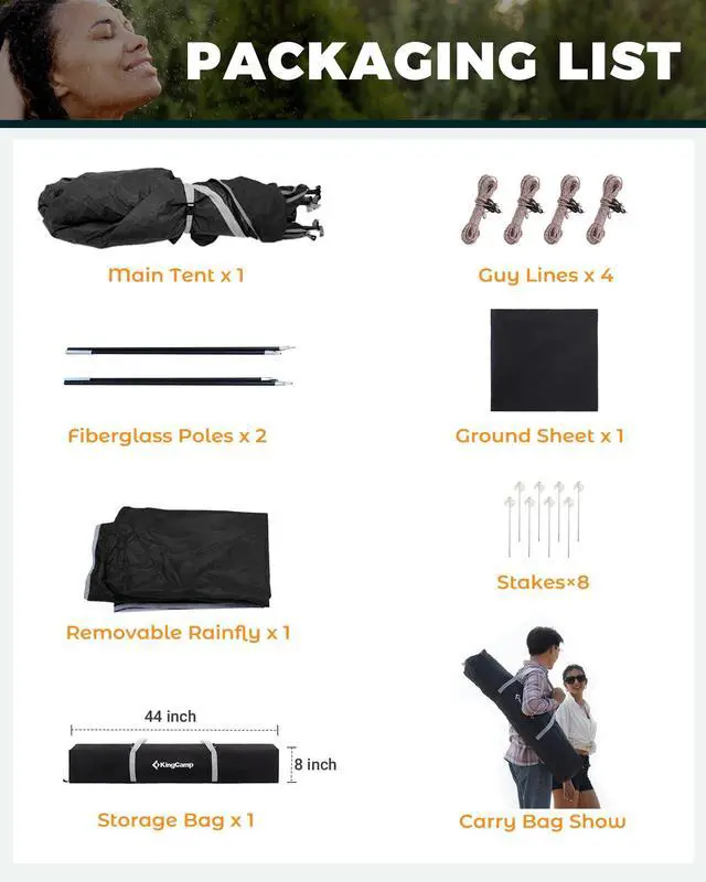 Alt view image 7 of 7 - KingCamp Instant Shower Tent, Portable Superior Stable Privacy Shelter, 2 Large Rooms Outdoor Toilet Tent with Floor for Beach, Camping & Hiking, Setup in Under 60s