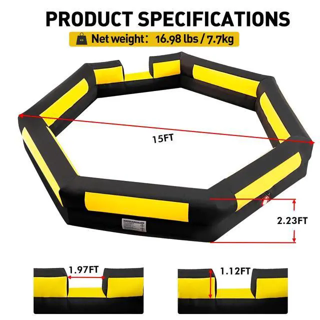 Alt view image 5 of 5 - WARSUN 15FT Gaga Ball Pit Inflatable with Powerful Blower, Portable Gagaball Court for Indoor Outdoor Family Activities Inflatable Sport Games