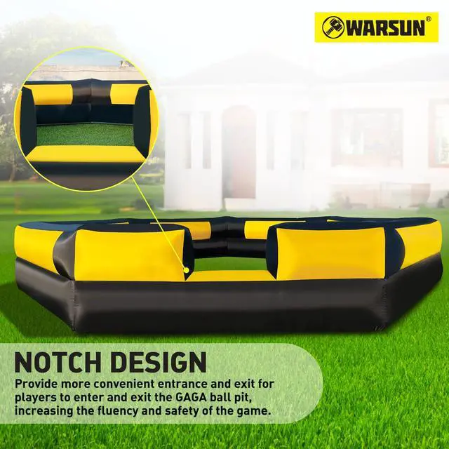 Alt view image 2 of 5 - WARSUN 15FT Gaga Ball Pit Inflatable with Powerful Blower, Portable Gagaball Court for Indoor Outdoor Family Activities Inflatable Sport Games