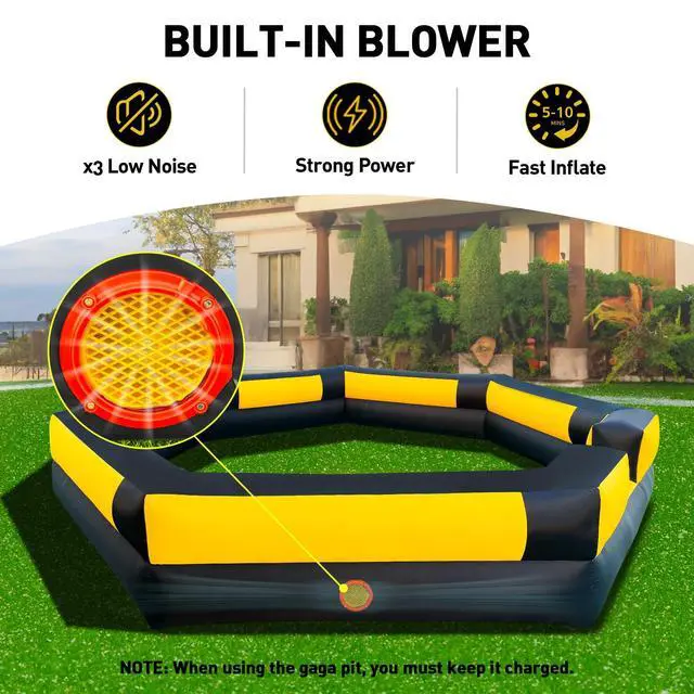 Alt view image 3 of 5 - WARSUN 15FT Gaga Ball Pit Inflatable with Powerful Blower, Portable Gagaball Court for Indoor Outdoor Family Activities Inflatable Sport Games