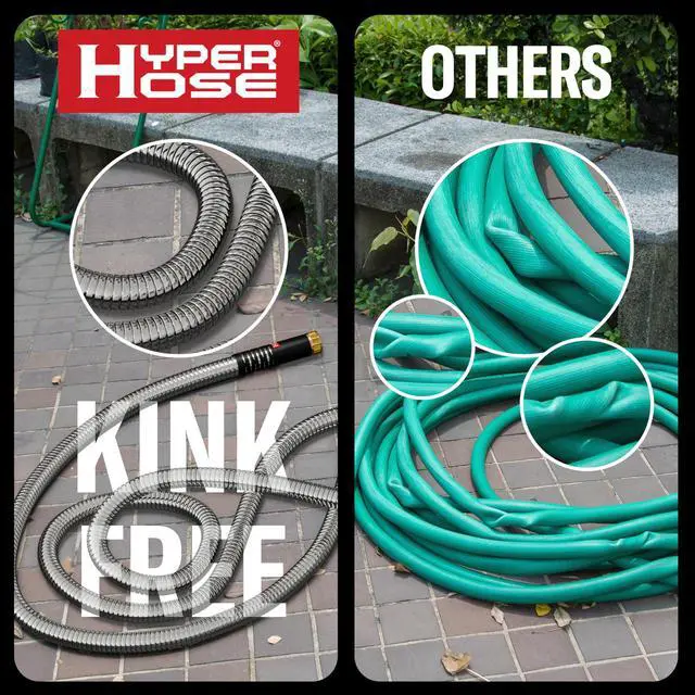 Alt view image 7 of 7 - Best 150 ft Metal Garden Hose Set - No-Kink Durable 316 Stainless Steel, 10-Way Zync Spray Nozzle & Hook Tough Flexible Heavy Duty Water Hoses, 5/8 in, Rust, Weather, LeakProof